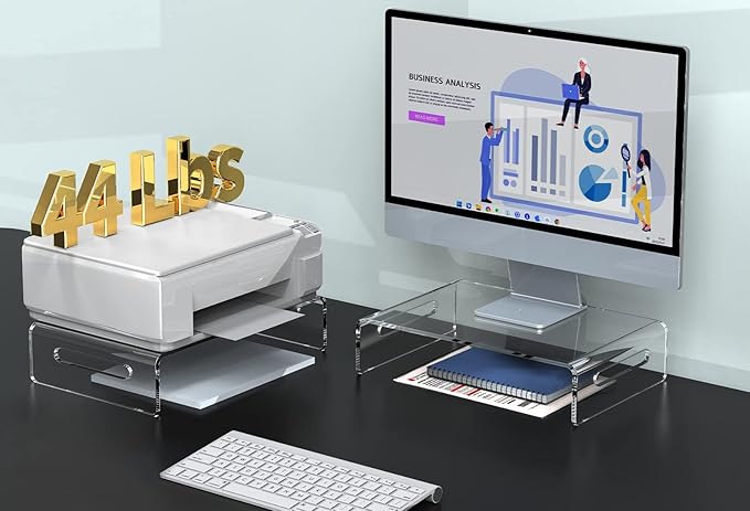 Zimilar 2 Pack Monitor Stand Riser, Acrylic Monitor Stand for Computer, Laptop, Printer, Notebook, Premium Clear Laptop Stand Acrylic Monitor Riser for Home Office, Monitor Stands for 2 Monitors-DeskLoop Office