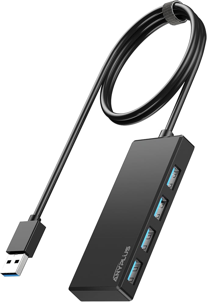 USB Hub, Multiport USB Splitter Adapter, 2 ft Long Cable USB 3.0 Hub, USB Extender for Laptop, PC, iMac, Surface Pro, MacBook, Mac Pro, Flash Drive, XPS, Mouse, HDD-DeskLoop Office