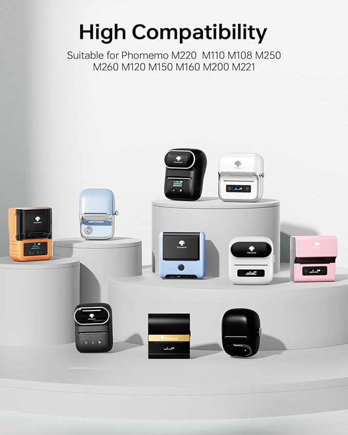 Phomemo Labels,Thermal Color Label,1.57'' x 1.18''Square Self-Adhesive Sticker Paper for Phomemo M110 M220 M221 M120 M108 M150 M250 M260 M160 M200 Printer, for Barcode,Name,Address (Pink/Blue/Khaki-DeskLoop Office