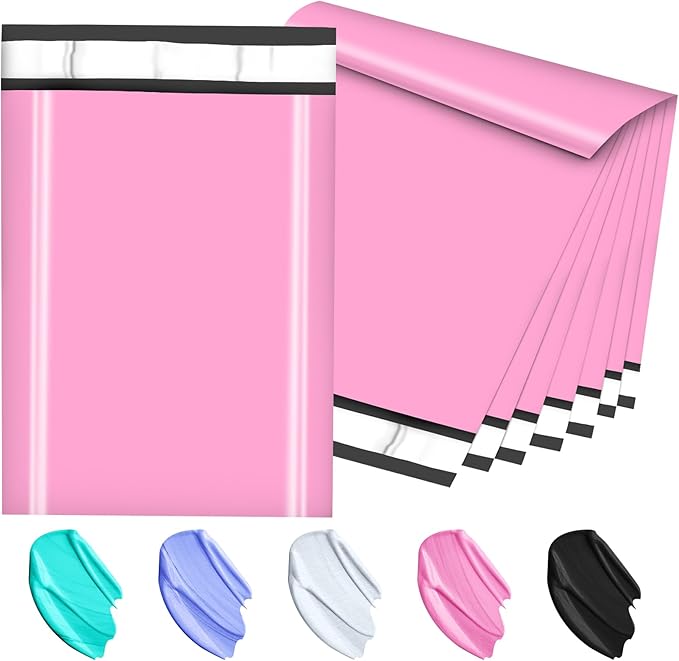 Poly Mailers 10x13 Inch 200 Pcs, Pink Shipping Bags, Mailing Envelopes with Self Seal Adhesive Strip, Waterproof and Tear-Proof Poly Bags for Non-Fragile Items-DeskLoop Office