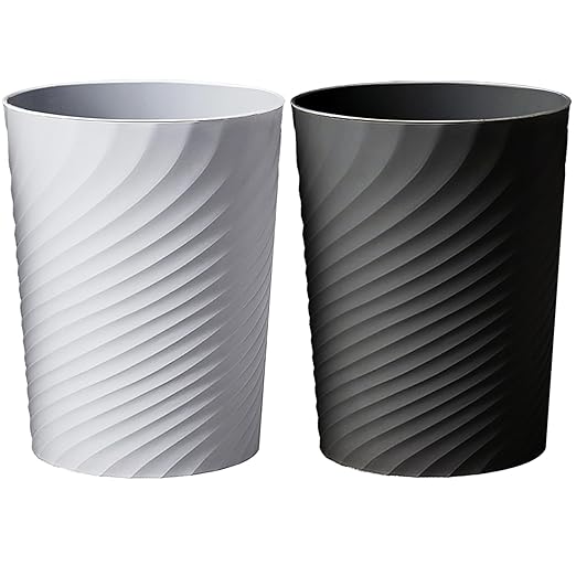 Small Bathroom Trash Can 1.8 Gallon Wastebasket Recycling Bin for Bedroom Office Kitchen (Black White, 2 Pack)-DeskLoop Office