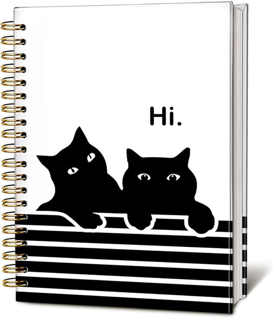 Funny Cat Notebook Journal, Black Cat Spiral Notebook, Black Cat Gifts, Cat Notepad, Cat Stationary, Gifts for Cat Lovers, College Ruled Spiral Notebook 80 Sheets -160 Pages 5.5x8.3 Inch-DeskLoop Office