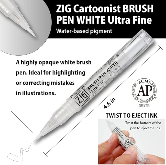 Kuretake Zig Inktober pen set, for Illustration, Manga Drawing, Lettering and Calligraphy, Professional Artist, Made in Japan (White(3pcs.))-DeskLoop Office