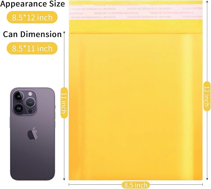 Kraft Bubble Mailers 8.5×12' Inch 25 Pack Yellow shipping envelopes Self-Seal Padded Mailing Envelopes for Jewelry Makeup Supplies and Small Business Packaging-DeskLoop Office