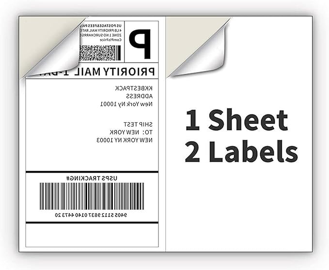 Shipping Label 2 per Sheet /8.5 "x 5.5" Mailing Labels for Laser and Inkjet Printers, Half Page Self Adhesive Sticker Labels for Packages(100 Sheets, 200 Labels)-DeskLoop Office