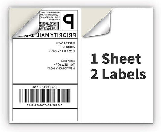 Shipping Label 2 per Sheet /8.5 "x 5.5" Mailing Labels for Laser and Inkjet Printers, Half Page Self Adhesive Sticker Labels for Packages(100 Sheets, 200 Labels)-DeskLoop Office