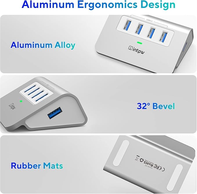 USB 3.0 Hub,Aluminum 4 Port USB Data Hub 3.0 Multi USB Port Expander Dongle USB Extension Multiport Adapter with 3.3ft Cable USB Splitter for Laptop, PC/Xbox/Flash Drive/Printer/Camera/Keyborad/Mouse-DeskLoop Office