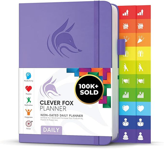 Clever Fox Daily Planner – Undated Planning Notebook with Hourly Schedule & To-Do List – Personal Day Task & Work Organizer, 6 Months (Lavender)-DeskLoop Office
