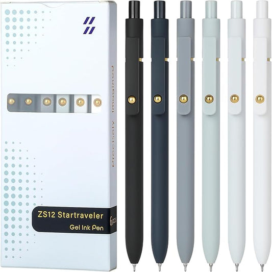 Ddaowanx Gel Pens, 0.7mm Quick Dry Black Ink,Fine Point Smooth Writing Pens,Office School Supplies,Gifts for Women Man(6Pcs Black White Gray, Black)-DeskLoop Office