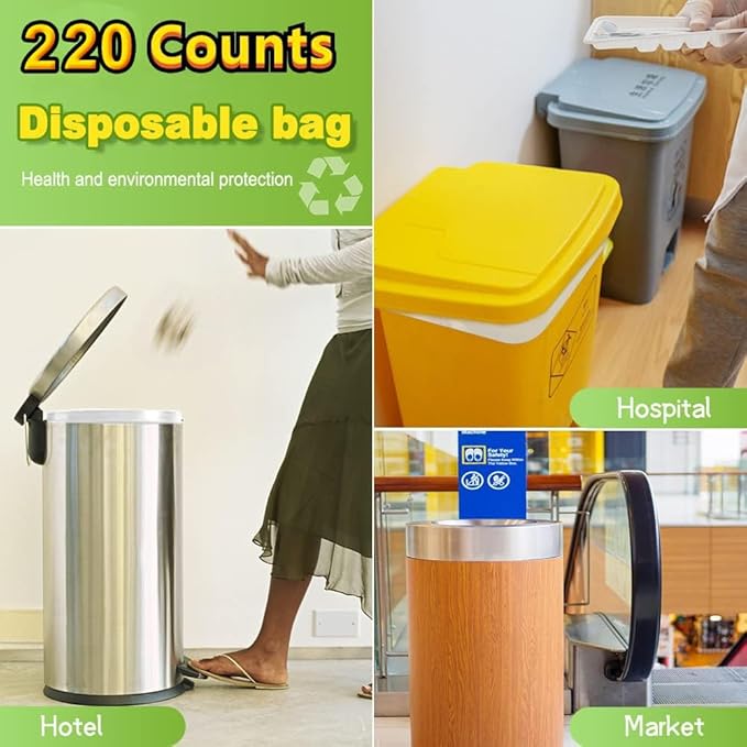 SWIHELP Medium Garbage Bags 8 Gallon /30 Liter Trash Bags Wastebasket Bin Liners Plastic Trash Bags for Bathroom Bedroom Office Trash Can 220 Count-DeskLoop Office