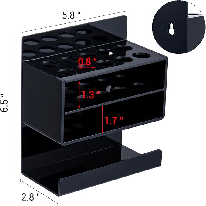 MyGift Wall Mounted Dry Erase Whiteboard Marker Holder Stand with 10 Marker Slots and Eraser Holder, Black Set of 2-DeskLoop Office
