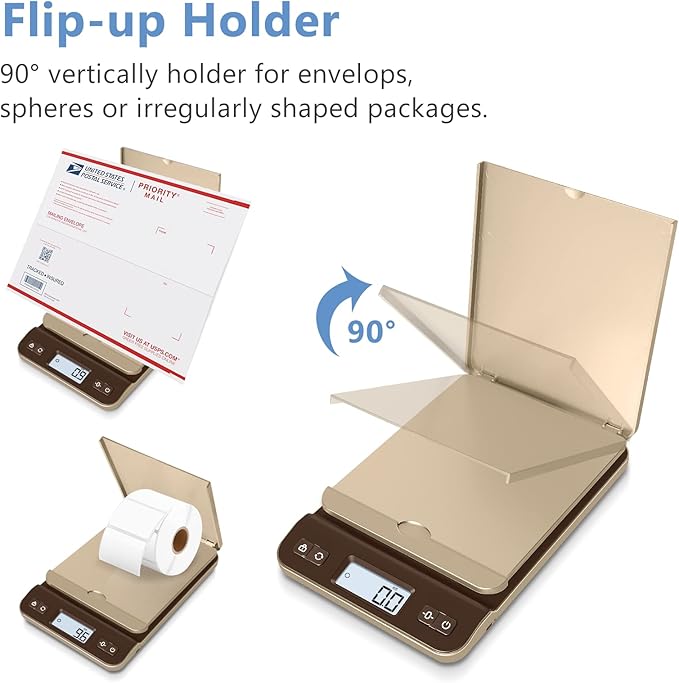 QP Digital Shipping Postal Scale, 86lb/0.1oz Accuracy Postage Scale with Hold/Tare Function, LCD Display, Flip-up Holder Package Scale, UPS Postal Scale for Packages, Battery & Tape Measure Included-DeskLoop Office