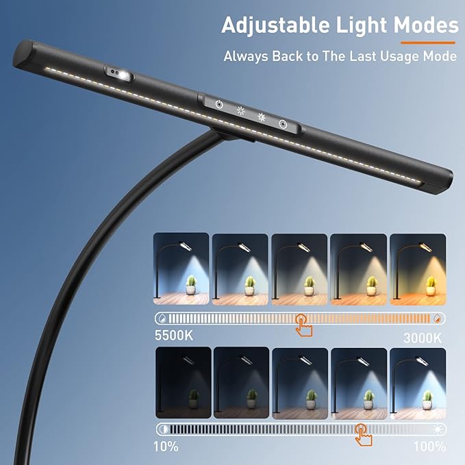 Desk Lamp for Home Office, Desk Light with Clamp, Office Lamp with Remote & Gesture Sensing, Monitor Light Bar, Adjustable Color Temperature & Brightness, 12W-DeskLoop Office