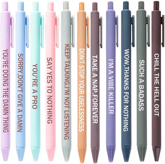 Funny Pens Set for Adults, Swear Word Daily Ballpoint Pen, Premium Novelty Pens Set Days of The Week Pens Dirty Cuss Word Pens for Each Day Funny Office Gifts for Coworkers (J)-DeskLoop Office