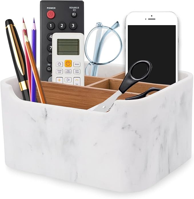 Desk Organizers, Marble Remote Holders for Table, Modern Office Controller Pen Phone Holder Organizer, Stylish Caddy and Storage Accessories for Bedside Nightstand Desktop Coffee Table-DeskLoop Office
