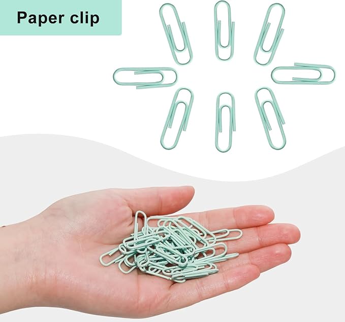 Macaron Colored Paper Clips, 1.1" Medium Paper Clip(28mm, 600pcs Paperclips for Office Supplies and Organization (Cyan)