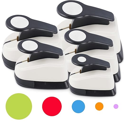 5 Circle Hole Punch, Circle Paper Punch, CirclePunches for Paper Crafts, Large Hole Puncher, Different Size of Scrapbooking Punches, Round Punch Shape for Scrapbook Card Making-DeskLoop Office