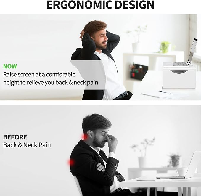 Zimilar Monitor Stand Riser, 2 Tiers Laptop Computer Monitor Riser for PC Screen, iMac, Desktop Wooden Screen Monitor Stand Riser with Storage Organizer for Home Office-DeskLoop Office