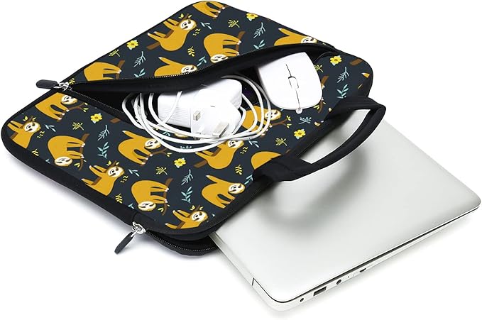 11.6" 12.2 inches Laptop Sleeve Chromebook Case Ultrabook Case Notebook Sleeve Tablet Case Neoprene Handle Sleeve for Men Women, Two Pockets Fit Apple MacBook Air Samsung Acer HP DELL(Sloth)