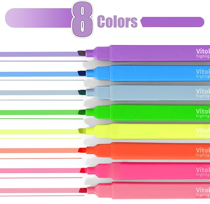 Aesthetic Highlighters,8pcs Bible Highlighters,Vibrant Colors, Cute Highlighter Assorted Colors, Cute Markers Back to School Supplies-DeskLoop Office