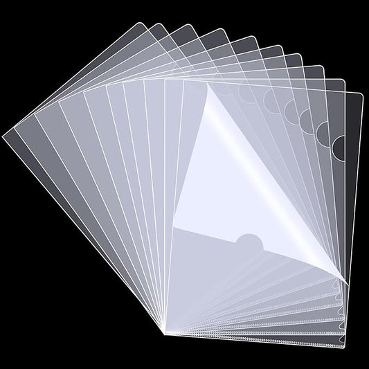76 Pcs L-Type Clear Plastic File Folders - A4/Letter Size Transparent Plastic Sleeves Ideal for School and Office Supplies-DeskLoop Office