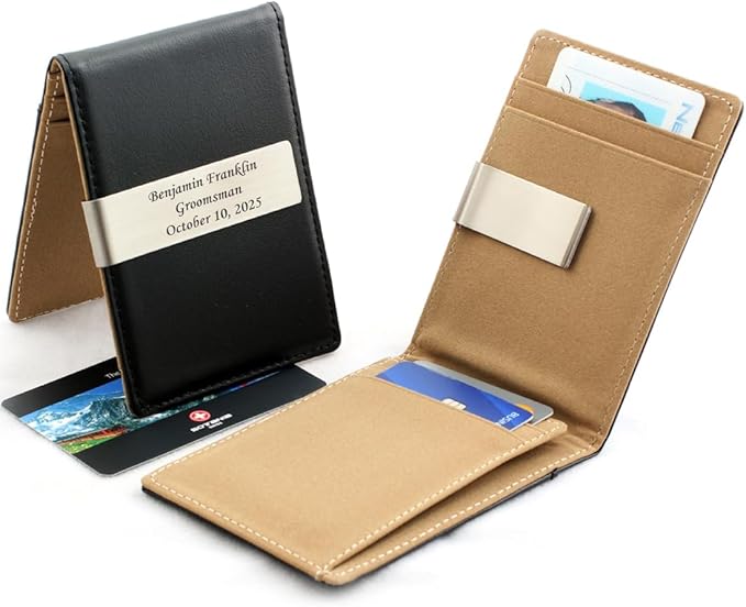 Free Engraving - Personalized Groomsmen Gift, Roller Ballpen, Ballpoint pen, Ball pen, Refillable Pen, Refill pen, Leather Money Clips, Card Holder, Three Lines Each 30 Characters-DeskLoop Office