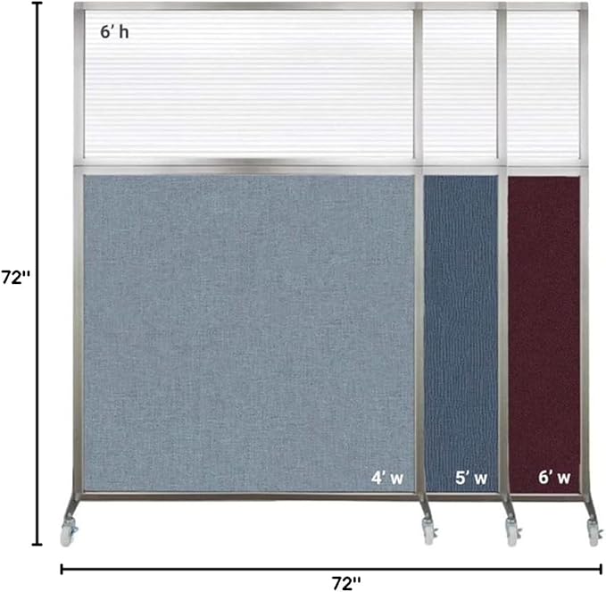 Versare Hush Screen Portable Room Divider | Workstation Wall Divider | Freestanding Privacy Hush Panels | Clear Windows | Fabric Office Divider Screen | Great for Room Separation-DeskLoop Office