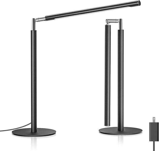 Metal LED Desk Lamp for Home Office - Foldable Industrial Desk Light with Base, 16" Dimmable Table Lamp for Reading, 4 Color Temps, 15W Modern Desktop Lamp for College Dorm Study Task Work-DeskLoop Office