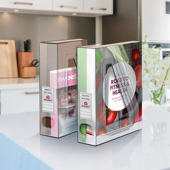 Acrimet Magazine File Holder, Durable Rack, Space-Saving Organizer (Plastic) (Clear Crystal Color) (2 pack)-DeskLoop Office