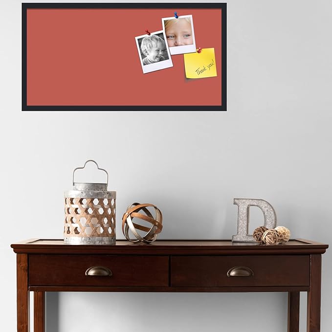 PinPix 36x18 Inch Cork Bulletin Board. This Decorative Framed Pin Board Comes with Crimson Pastel Design and a Satin Black Frame. Ideal for Home Office Decor or Message Board (PinPix-1807)-DeskLoop Office