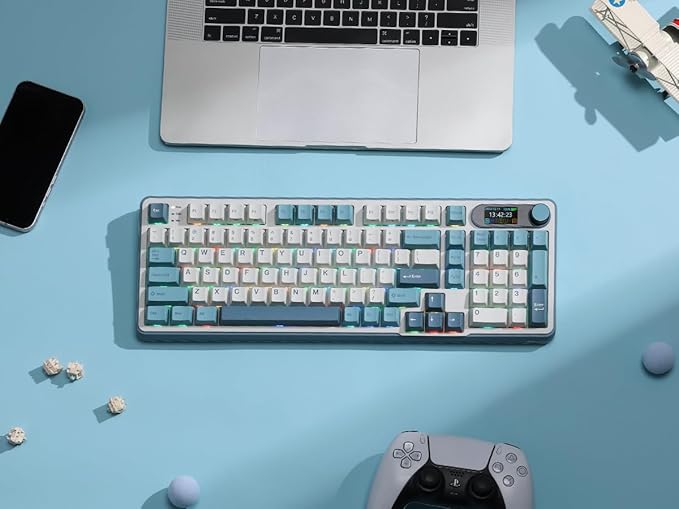 RK ROYAL KLUDGE S98 Mechanical Keyboard w/Smart Display & Knob, Top Mount 96% Wireless Mechanical Keyboard BT/2.4G/USB-C, Hot Swappable, Software Support, Creamy Sounding, 98 Keys-DeskLoop Office