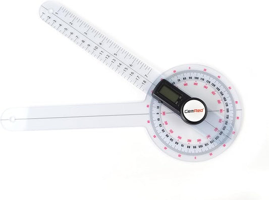 GemRed 12" Digital Goniometer 360 Degree Physical Therapy Plastic Protractor for Joint Range of Motion ROM Measurement-DeskLoop Office
