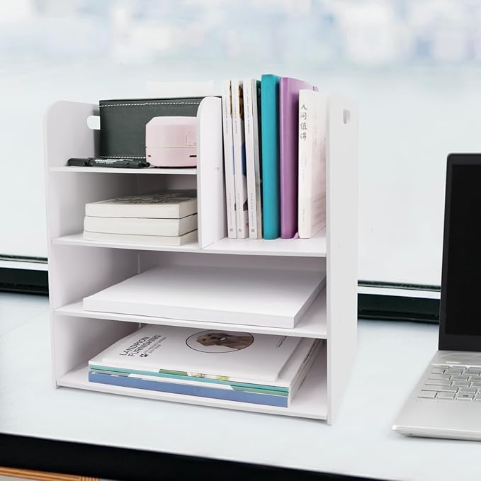 SONGWAY Desk File Organizer with Handle - Desktop File Sorter, Paper Storage Holder, Paper Letter Tray, Desk Organizers and Storage for Home Office School-DeskLoop Office