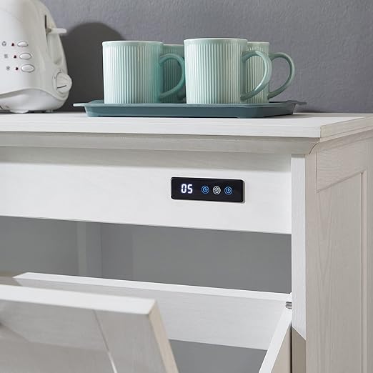 OLD CAPTAIN Double Tilt Out Trash Cabinet, Wooden Kitchen Garbage Can Free Standing Holder (White)…-DeskLoop Office