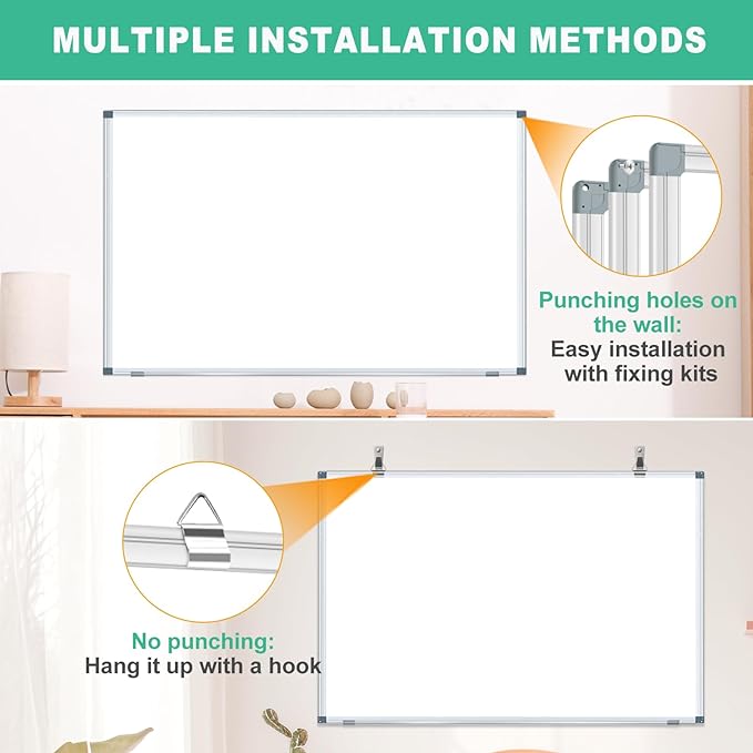 H-Qprobd 3' x 2' Whiteboard Dry Erase White Board for Wall 36x24 (3pcs) Magnetic Boards for Office Classroom & Home, Small Wall Whiteboard Including 6 Markers, 20 Magnets, 2 Erasers-DeskLoop Office