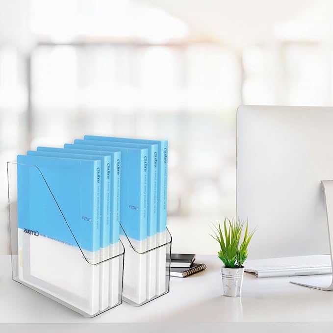 4Pcs Clear Acrylic Magazine File Holder, Plastic Vertical File Folder Storage - Image 7