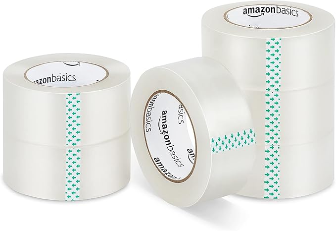 Amazon Basics Packing Tape for Moving boxes, Shipping Tape Refills, Clear, 1.88-Inch Wide x 109 Yards, 6-Pack, Total 654 Yards-DeskLoop Office