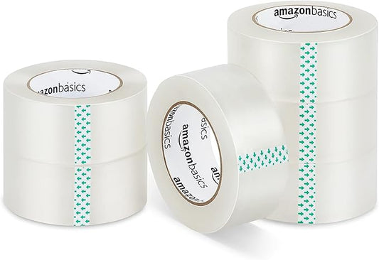 Amazon Basics Packing Tape for Moving boxes, Shipping Tape Refills, Clear, 1.88-Inch Wide x 109 Yards, 6-Pack, Total 654 Yards-DeskLoop Office