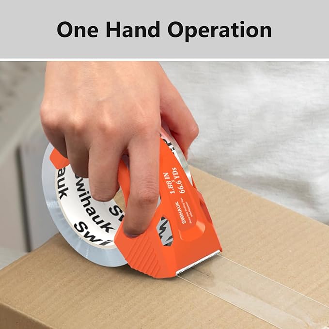 Swihauk Total 400 yd, 6 Pack 1.88 in x 66.6 yd - Heavy Duty Packing Tape with Dispenser Combo, Clear Shipping Tape, Packaging Tape, Package Tape for Shipping Moving Storage and Mailing, w30200-DeskLoop Office