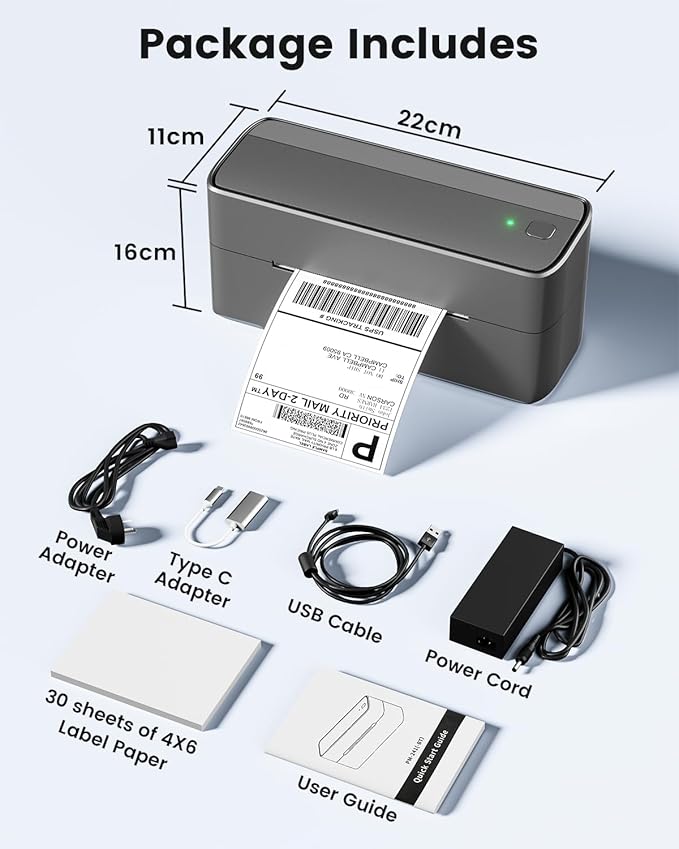 Phomemo Bluetooth Shipping Label Printer, 241BT 4X6 Wireless Thermal Printer for Samll Business, Label Printers for Shipping Package, Compatible with iPhone, Android, Amazon, Shopify, UPSP, Gray-DeskLoop Office
