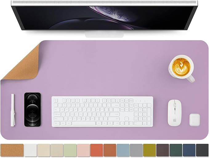 Cork Purple Desk Mat - Dual-Sided Desk Pad for Office and Home - Desk Organization and Accessories - Ideal for Large Mouse Pad and Desk Mats on Top of Desks(36"x 17")-DeskLoop Office