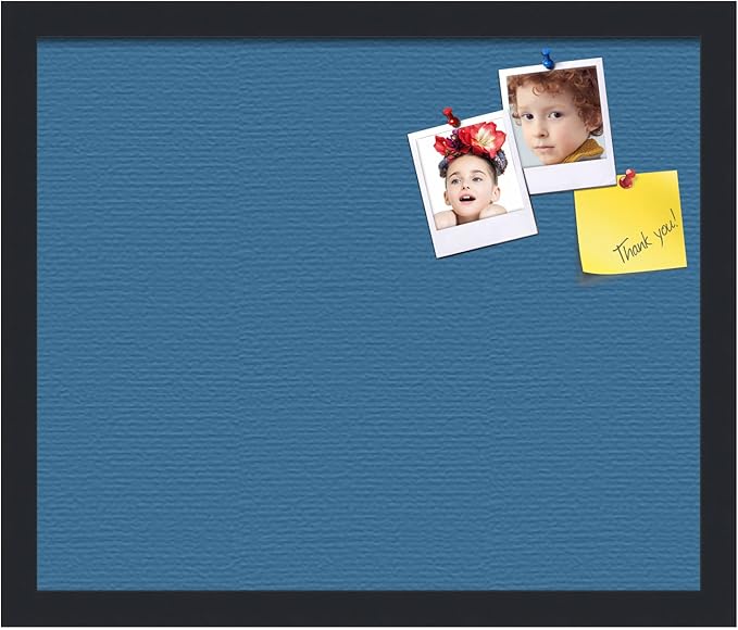 PinPix 18x15 Inch Cork Bulletin Board. This Decorative Framed Pin Board Comes with Navy Pastel Design and a Satin Black Frame. Ideal for Home Office Decor or Message Board (PinPix-1811)-DeskLoop Office