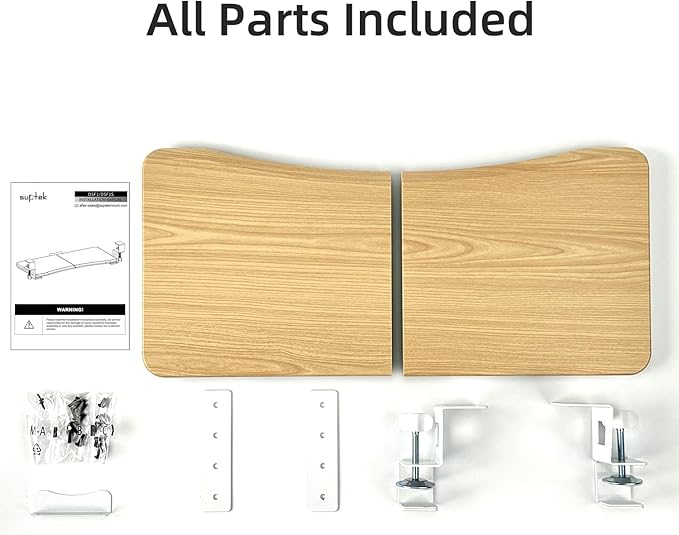 suptek Keyboard Tray Under Desk Pull Out with C Clamp Mount, Computer Keyboard & Mouse Tray, 25.6 (30 Including Clamps) x 11.8 inch Slide-Out Platform Computer Drawer for Typing, Light Wood, DSF1QM-DeskLoop Office