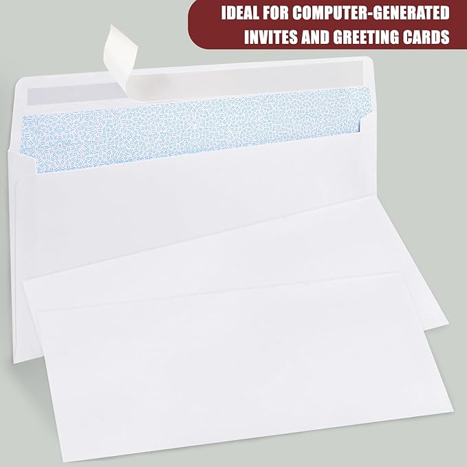 Joyberg 72 Packs #10 Envelopes, Business Envelopes, Envelopes Self Seal, Security Envelopes, Peel and Seal Closure, Size 4-1/8 X 9-1/2 Inches, White, 26LB-DeskLoop Office