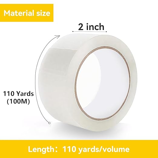 Clear Packing Tape Refills, Total 1320 yd., Heavy Duty Shipping Tape, Each 2 inch x 110 Yards x 2 mil Thick for Shipping, Packaging, Sealing and Moving 12 Rolls-DeskLoop Office