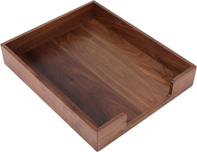 Bamber Wood Letter Tray Wooden Desk Organizer Paper Document File Tray for Office Supplies Collection Folders Notebooks, Black Walnut-DeskLoop Office