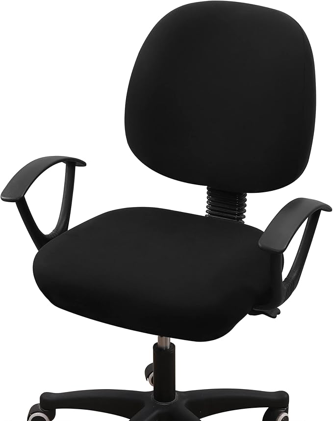 Smiry Stretch Printed Office Computer Chair Covers, Universal Washable Removable Desk Rotating Chair Slipcovers Protector, Seat + Backrest Cover - Black-DeskLoop Office