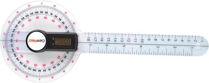 GemRed 12" Digital Goniometer 360 Degree Physical Therapy Plastic Protractor for Joint Range of Motion ROM Measurement-DeskLoop Office