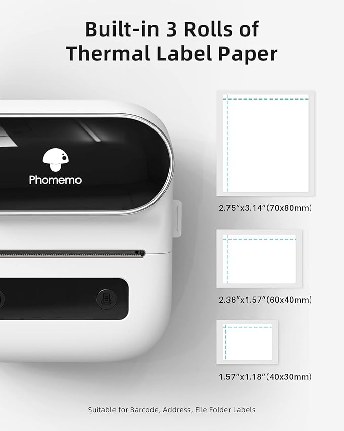 Phomemo M220 Label Maker, New Flagship 3.14 Inch Bluetooth Portable Thermal Label Printer for Barcode, Address, Labeling, Mailing, File Folder, Easy to Use, Support Phone&PC-DeskLoop Office