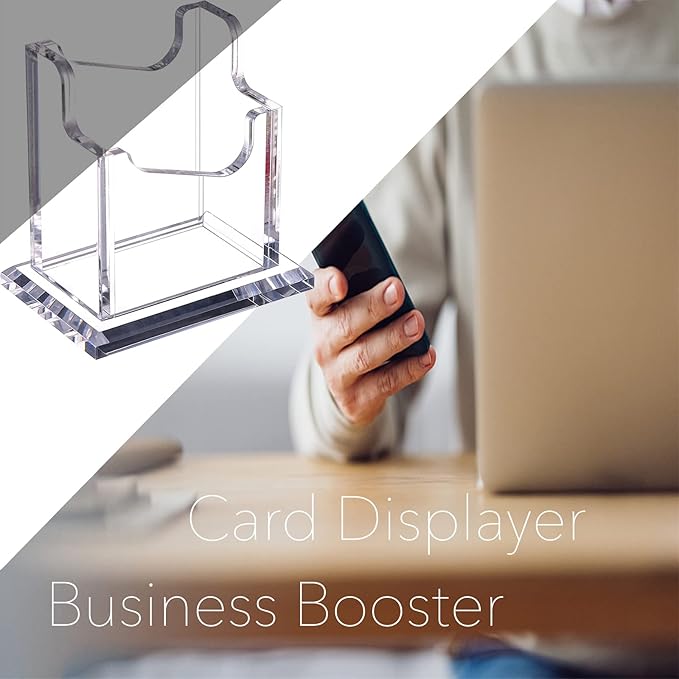 PARTSPOWER Acrylic Business Card Holder for Desk, Vertical Clear Business Name Card Display Stand, Desk Accessory Business Name Card Organizer (Vertical, 1-Slot)-DeskLoop Office